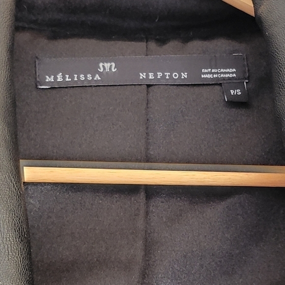 Melissa NEPTON Wool and Faux Leather  Jacket Cardigan - Picture 6 of 16